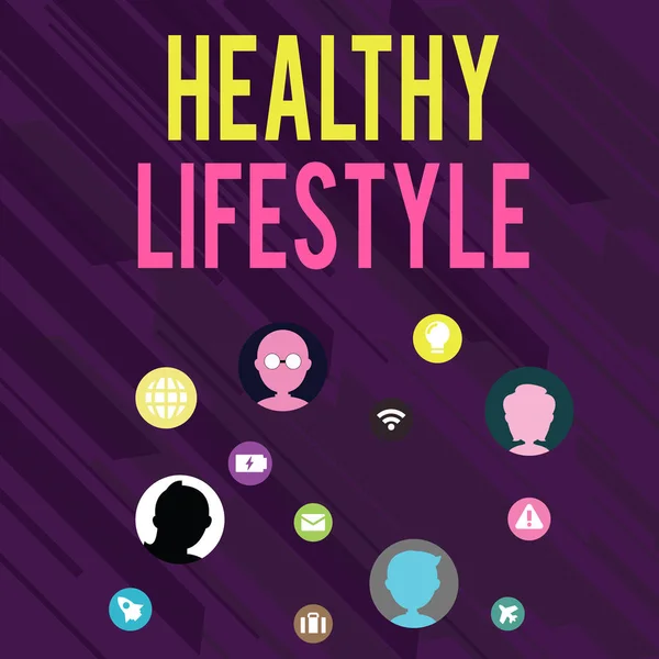 Sağlıklı Yaşam Tarzını gösteren kavramsal el yazısı. İş fotoğraf metin Canlı Sağlıklı Fiziksel aktivite ve egzersiz Ağ Teknik Simgeler Sohbet Başkanları Link Up için Ekranda meşgul. — Stok fotoğraf