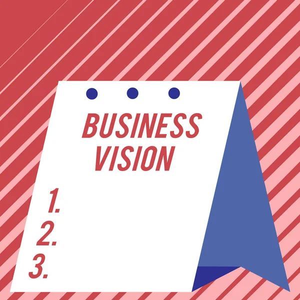 Signo de texto que muestra Business Visión. Foto conceptual hacer crecer su negocio en el futuro basado en sus objetivos Moderno diseño fresco y simple de calendario utilizando material de papel doblado duro . —  Fotos de Stock