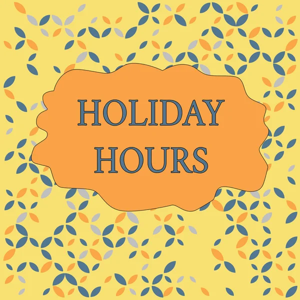 Text sign showing Holiday Hours. Conceptual photo employee receives twice their normal pay for all hours Seamless Endless Infinite Summer Autumn Leaf Texture Multicolored Pattern. — Stok fotoğraf