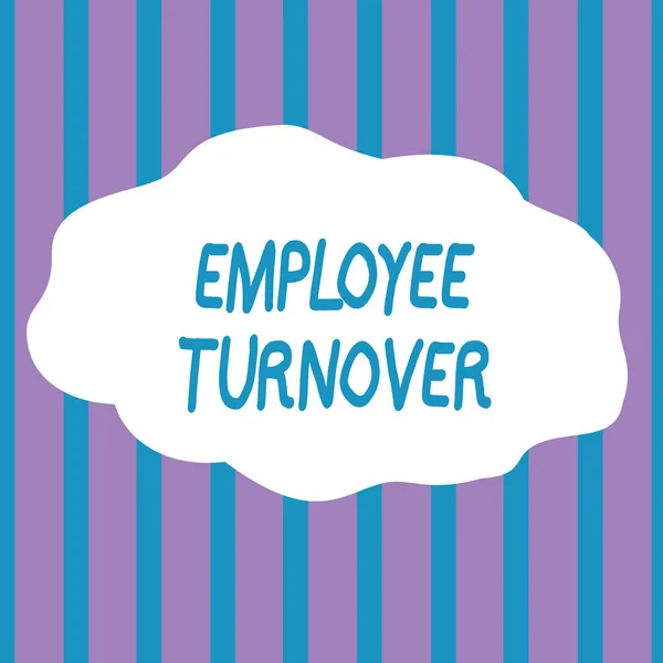 Text sign showing Employee Turnover. Conceptual photo Number or percentage of workers who leave an organization Seamless Vertical Stripes Pattern in Blue and Violet Alternate Color Strip. — 스톡 사진