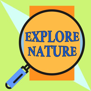 El yazısı metin Doğayı Keşfedin. Kavramı kırsal keşfetmek Nesne daha büyük görünmesi için demir sapçerçeveli yaban hayatı Seyahat Yuvarlak büyüteç büyüteç keyfini.