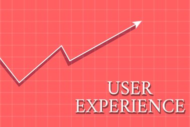 Kullanıcı Deneyimini gösteren kavramsal el yazısı. Shadow Quadrille Background ile Crook White Progress Arrow'u kullanmanın ne kadar hoş olduğu açısından web sitesini kullanarak çekilen iş fotoğrafı.