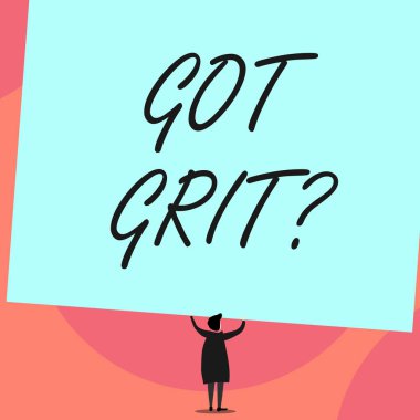 Kelime yazma metni Grit Question 'ı aldı. Arzu edilen hedefe doğru azimli bir çalışmanın iş anlayışı. Arkadan bakıldığında kısa saçlı kadın boş dikdörtgen ile el ele giyiniyor..