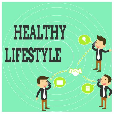 Sağlıklı Yaşam Tarzını gösteren kavramsal el yazısı. İş fotoğraf metin Canlı Sağlıklı Fiziksel aktivite engage ve egzersiz İşadamları İş Arkadaşı Konferans Çağrı Tartışma Cep Telefonu.