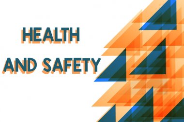 Sağlık Ve Güvenlik gösteren kavramsal el yazısı. İş yerinde kazayı önlemeye yönelik iş fotoğrafı vitrin prosedürleri Turuncu Mavi Üçgenler Sağ ile Konsantrik Örtüşen.