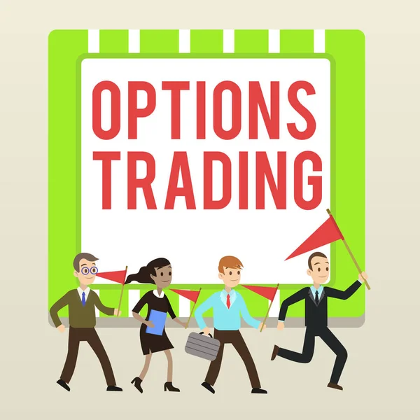 Escritura a mano texto Opciones Trading. Concepto que significa Diferentes opciones para hacer que los bienes o servicios se propaguen por todo el mundo . — Foto de Stock