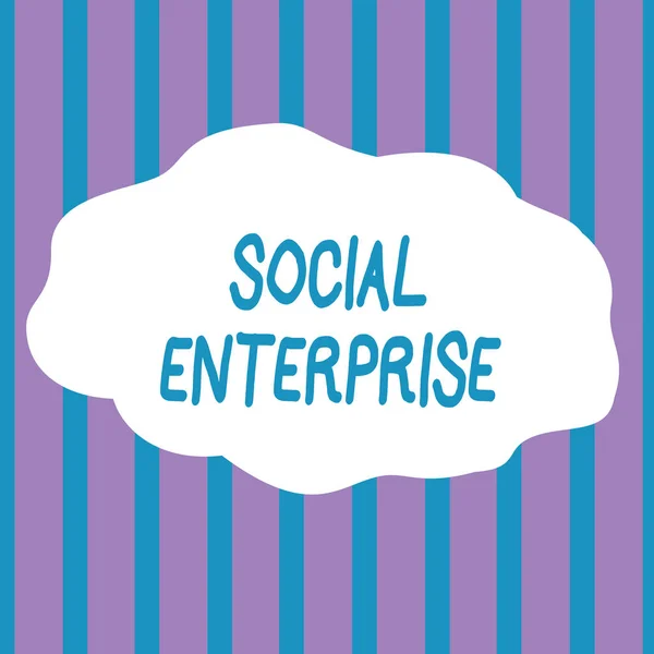 Text sign showing Social Enterprise. Conceptual photo Business that makes money in a socially responsible way Seamless Vertical Stripes Pattern in Blue and Violet Alternate Color Strip.