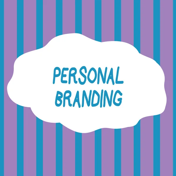 Text sign showing Personal Branding. Conceptual photo Practice of People Marketing themselves Image as Brands Seamless Vertical Stripes Pattern in Blue and Violet Alternate Color Strip. — Stock Photo, Image