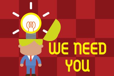 Biz İhtiyacımız Olan Sana'yı gösteren kavramsal el yazısı. İş fotoğraf metin atama görev veya yükümlülük ihtiyaçlarını karşılamak için yenilikçi çözümler artan başarılı adam takım kravat.