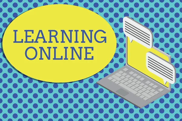 Learning Online'ı gösteren kavramsal el yazısı. İş fotoğraf metin internet ve teknoloji laptop yardımı ile yeni bir şey öğrenin bilgi internet kablosuz gönderme alma. — Stok fotoğraf