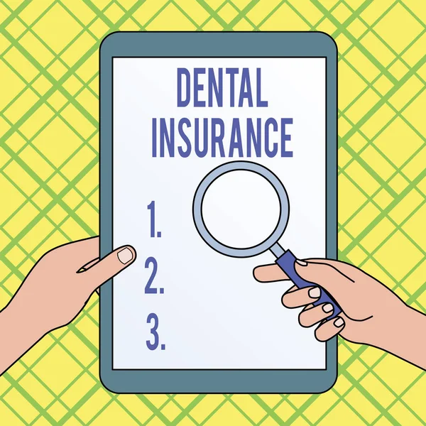 Diş sigortasını gösteren bir not yazıyorum. İş fotoğrafı gösterme sağlık formu. El Tutma Büyüteci Dokunmatik Ekran Tabletine Karşı Maliyetleri karşılamak için tasarlandı.