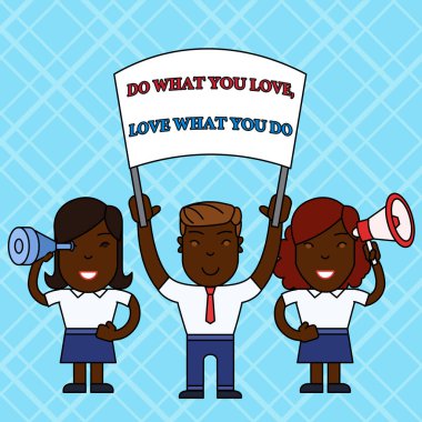 Aşk Taneni'ni Gösteren Metin Işareti Ne Yapıyorsun? Kavramsal fotoğraf Boş Banner, Megafon ve Spy Cam Barışçıl Gösteri ile hayatta hayallerinizi veya tutkuları Takip.