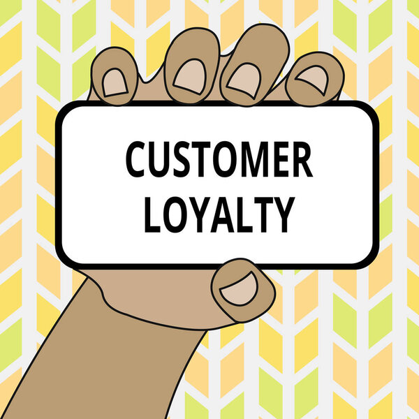 Концептуальный почерк, показывающий лояльность клиентов. Деловое фото, демонстрирующее результат последовательного позитивного эмоционального переживания Крупный план смартфона в руке с экраном и текстовым пространством
.