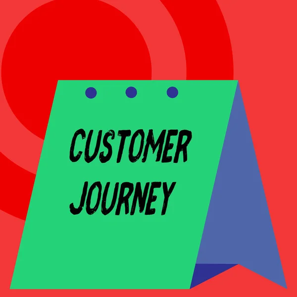 Word scrittura testo Customer Journey. Business concept per il prodotto di interazione tra organizzazione e cliente Open big standing calendar Desk mensile planner Contesto geometrico . — Foto Stock