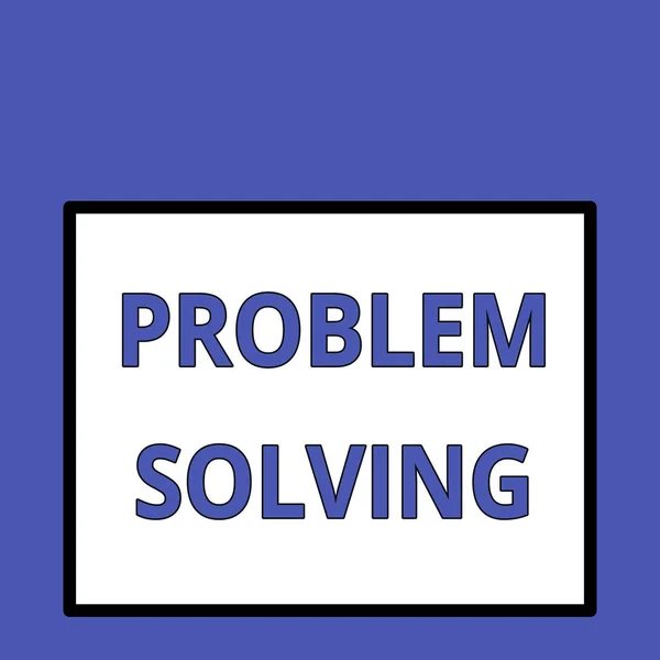 Writing note showing Problem Solving. Business photo showcasing process of finding solutions to difficult or complex issues Front close up view big blank rectangle abstract geometrical background. — Stock Photo, Image