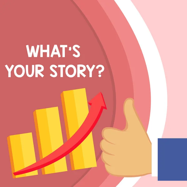 Текст почерка What S Is Your Storyquestion. Понятие, означающее анализ вопроса о демонстрации о событиях прошлой жизни, привело к повышению эффективности работы Увеличение количества графов, восходящих стрел . — стоковое фото