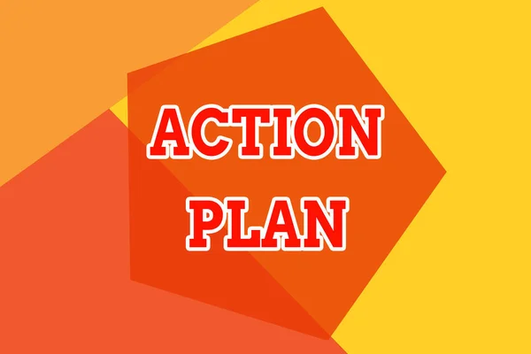 Conceptual hand writing showing Action Plan. Business photo showcasing proposed strategy or course of actions for certain time Geometric design card Applicable for covers posters banner.