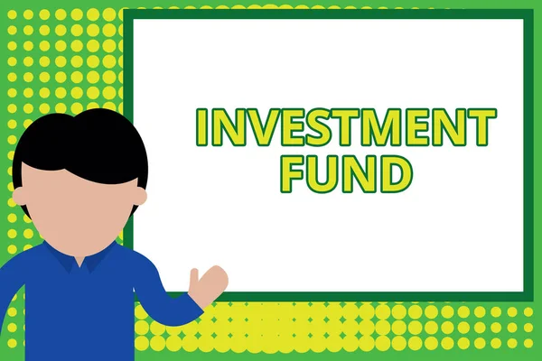 Word writing text Investment Fund. Business concept for A supply of capital belonging to numerous investors Young man standing in front whiteboard pointing to project. photo Art.