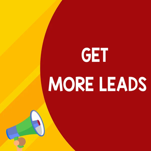 Word writing text Get More Leads. Business concept for to have more customers and improve your target sales Half part blank huge balloon empty text with small megaphone. Announcement. — 스톡 사진