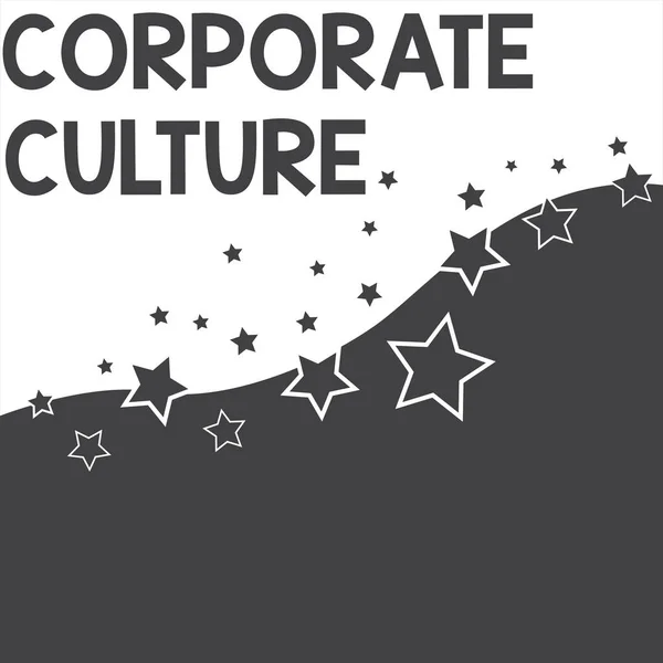 Text sign showing Corporate Culture. Conceptual photo pervasive values and attitudes that characterize a company Abstract photo Black and White Background Stars and Wave Yin Yang Style.