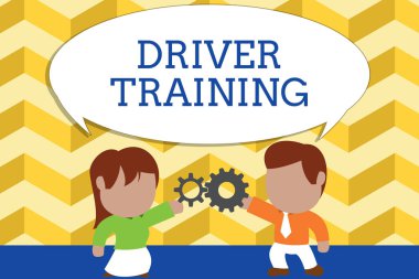 Kelime yazma Sürücü Eğitimi. Sürücü ehliyeti almak için yeni bir şoför hazırlama konsepti genç çiftin teçhizat paylaşma lisansıdır. Erkek kravatı kadın etek ticareti.