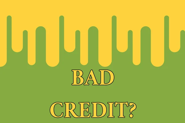 Word writing text Bad Creditquestion. Business concept for inabilityof a demonstrating to repay a debt on time and in full Paint dripping background Stylish acrylic liquid layered painting concept. — Stock Photo, Image