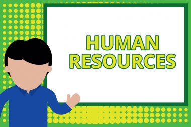 Kelime yazma Huanalysis Resources. Bir organizasyonun iş gücünü kimin oluşturduğunu göstermek için iş konsepti. Genç adam beyaz tahtanın önünde projeyi işaret ediyor. fotoğraf sanatı.