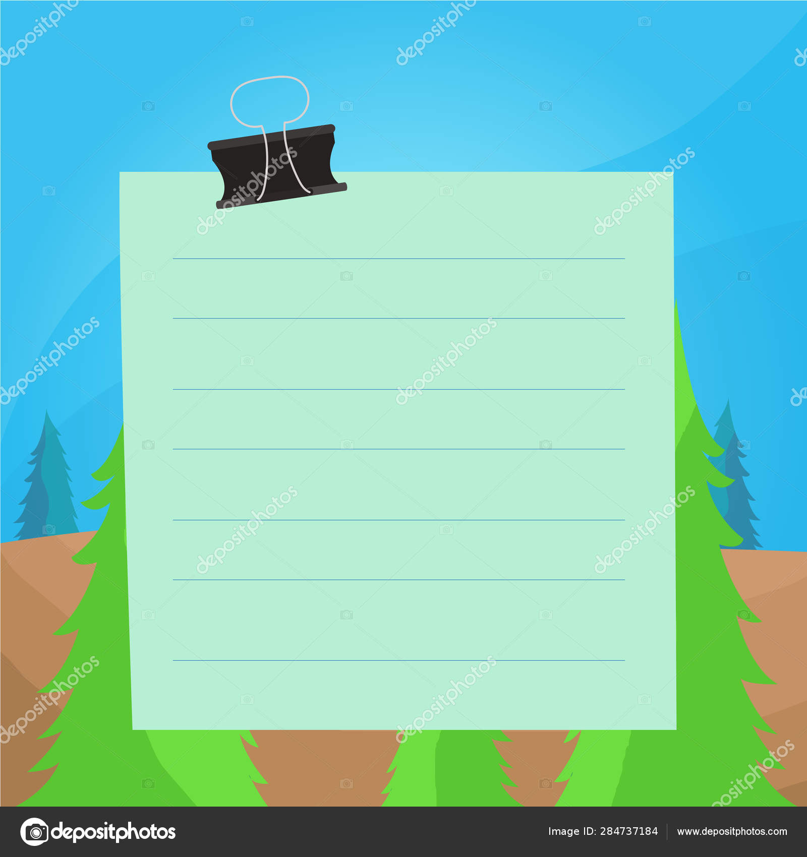 Blank Paper Notebook With Paper Clip Template Stock Illustration
