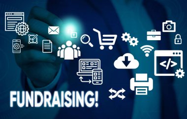 Bağış toplamayı gösteren kavramsal el yazısı. İş fotoğraf metin sadaka için mali destek oluşturmak veya erkek insan giyim resmi takım akıllı cihaz kullanarak sunan neden isteyen.