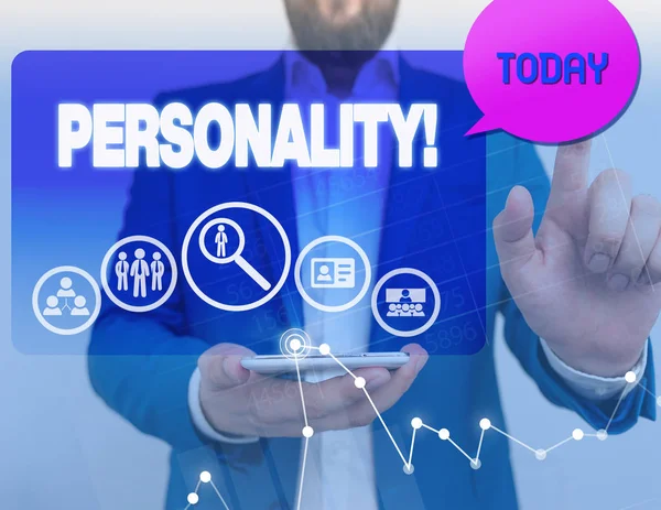 Konzeptionelle Handschrift, die Persönlichkeit zeigt. Business-Foto präsentiert Kombinationsmerkmale, die Individuen Charakter bilden. — Stockfoto
