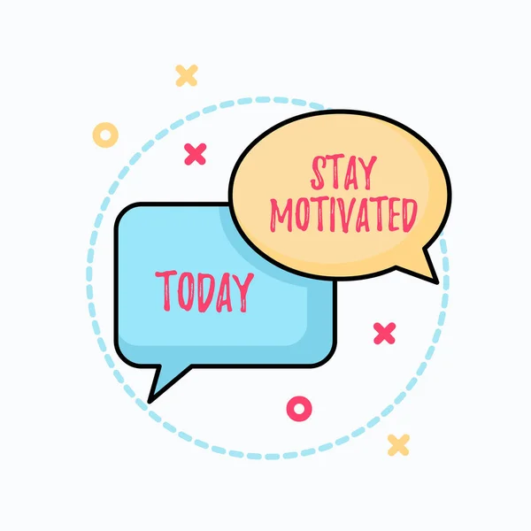 Scrittura concettuale a mano che mostra Stay Motivated. Business photo text Ricompensati ogni volta che raggiungi un obiettivo con la conoscenza Coppia di bolle sovrapposte di forma ovale e rettangolare . — Foto Stock