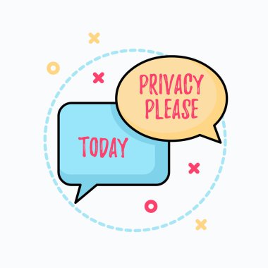 Gizlilik Gösteren Kavramsal el yazısı Lütfen. Birisinin gösteri alanına saygı göstermesini isteyen iş fotoğrafı metni Oval ve Dikdörtgen Şeklin Üst Üste Binen Kabarcıklar Çiftini yalnız bırakın.