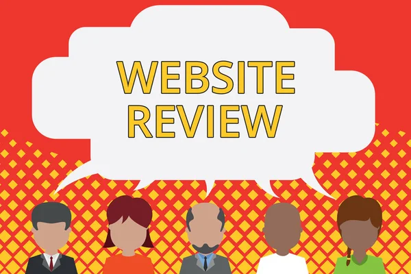 Word writing text Website Review. Business concept for Reviews that can be posted about businesses and services Five different races persons sharing blank speech bubble. People talking.