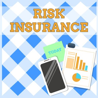 Risk Sigortası'nı gösteren kavramsal el yazısı. İş fotoğraf metni Pie Grafik ve Çubuk Grafik ile sorumluluk kapsamı Düzeni Akıllı Telefon Yapışkan Notlar karşı Kayıp Hasar olasılığı.