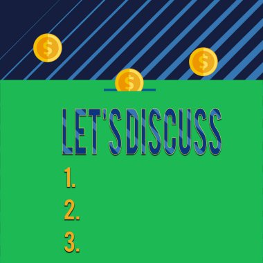 S Tartışalım'ı gösteren metin işareti. Kavramsal fotoğraf gösteren veya üç altın küresel sikke değeri bin dolar bir kumbara bir sıçrama gösteren ya da gösteren bir şey hakkında konuşmak isteyen birisi.