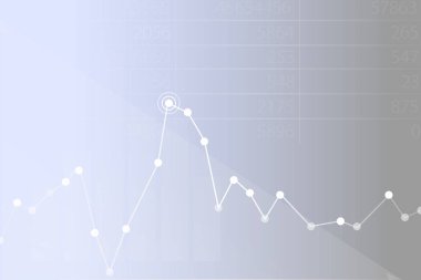 Bağlı noktalı yukarı ve aşağı grafik diyagram numaralarının bilgisayarlı resmi. Modern gadget akıllı cihaz bilgi teknik bilgi ağ sisteminin simge sembolü