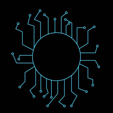 Modern teknoloji akıllı gadget cihaz ağ sisteminin İllüstrasyon. Entrikalı ağ telekomünikasyon bilgi teknik bilgi resimli resim simgesi sembolü