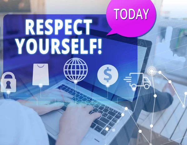 Woord tekst schrijven respecteer jezelf. Business concept voor het geloven dat je goed en waardig behandeld goed. — Stockfoto