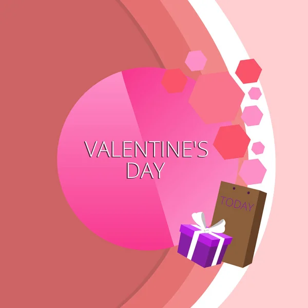 Text sign showing Valentine S Day. Conceptual photo time when showing show feelings of love and affection Greeting Card Poster Gift Package Presentation Box Decorated by Bowknot. — Stock Photo, Image