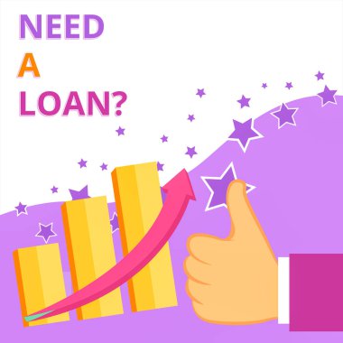 Kredi Ye gerek sorusunu gösteren metin işareti. Genellikle banka Thumb Up İyi Performans Başarı Artan Bar Grafik Artan Ok ödünç para Kavramsal fotoğraf miktarı.