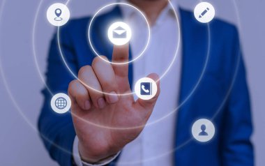 Cep telefonu teknolojisini ve noktaonline iletişim ağı kullanarak, kopya alanı. Parlayan neon elemanları Modern sistem pazarlama alanı