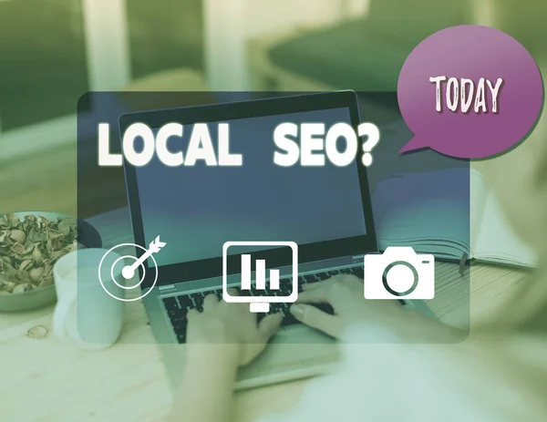 Writing note showing Local Seoquestion. Business photo showcasing incredibly effective way to market your local business online.