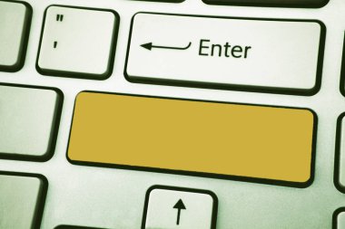 Tasarım iş kavramı boş kopya metin şablonu klavye tuşu niyeti kadar promosyon malzeme sahte Web afiş oluşturmak bilgisayar yansıma mesaj