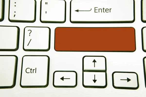Tasarım iş kavramı boş kopya metin şablonu klavye tuşu niyeti kadar promosyon malzeme sahte Web afiş oluşturmak bilgisayar yansıma mesaj — Stok fotoğraf