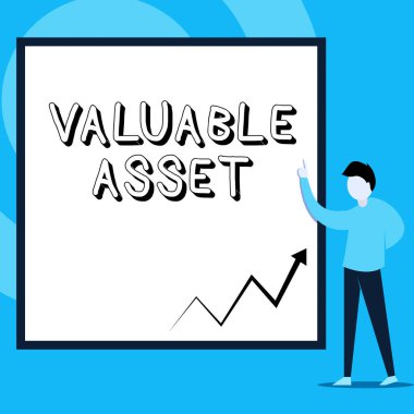 Değerli Varlık gösteren kavramsal el yazısı. İş fotoğrafı metni En değerli varlığınız yeteneğiniz veya kapasiteniz Boş dikdörtgen Geometrik arka planı işaret eden adam.