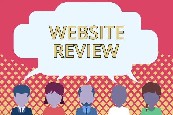 Word writing text Website Review. Business concept for Reviews that can be posted about businesses and services Five different races persons sharing blank speech bubble. People talking.