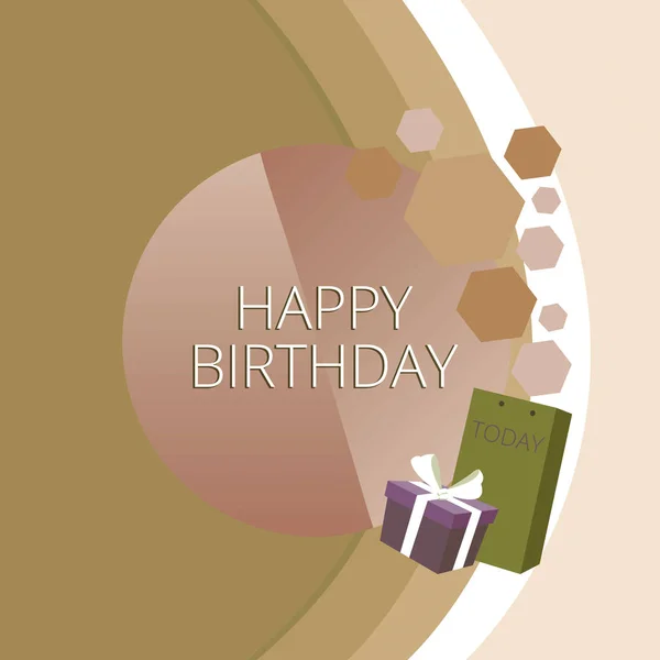 Text sign showing Happy Birthday. Conceptual photo The birth anniversary of a demonstrating is celebrated with presents Greeting Card Poster Gift Package Presentation Box Decorated by Bowknot.