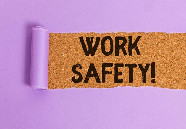 Conceptual hand writing showing Work Safety. Business photo showcasing policies and procedures in place to ensure health of employees. — Stock Photo, Image