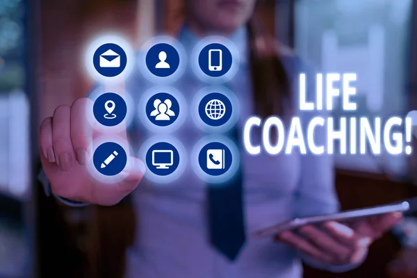 Segnale che mostra Life Coaching. Foto concettuale che dimostra il lavoro svolto per aiutare a raggiungere i propri obiettivi in carriera . — Foto Stock