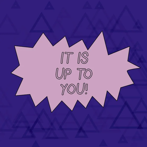 Kelime yazma metni It Is Up To You. Modern Tasarım için İki Ton Violet Üçgen Örgü Desen Anahat Rakam karar vermek için bir gösteri söylemek için kullanılan İş konsepti. — Stok fotoğraf